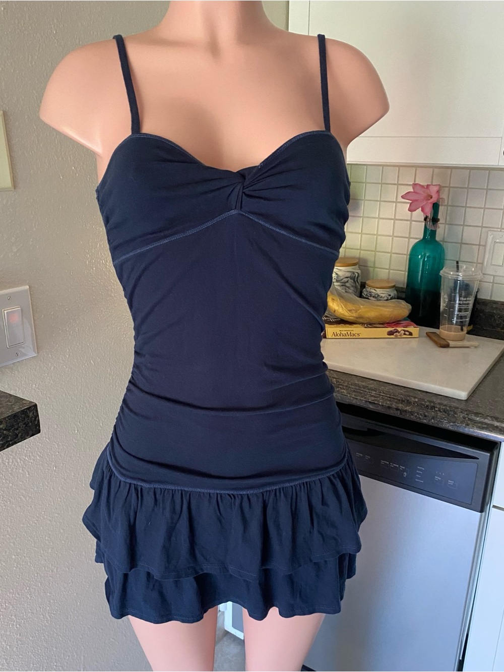 Y2k vintage Hollister blue drop waist pleated mini dress